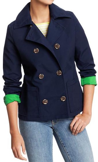 Old Navy Doublebreasted Canvas Raincoat - Lyst