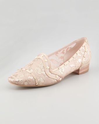 Rene Caovilla Crystalembellished Lace Loafer - Lyst