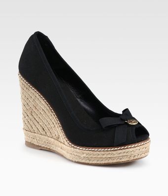 Tory Burch Jackie Canvas Espadrille Wedges - Lyst