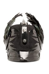 Albertus Swanepoel Studded Helmet with Feathers