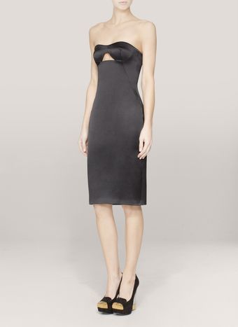 Alexander McQueen Cutout Satin Bustier Dress - Lyst