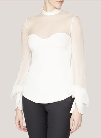 Alexander McQueen Blousonsleeve Panelled Silk Blouse - Lyst