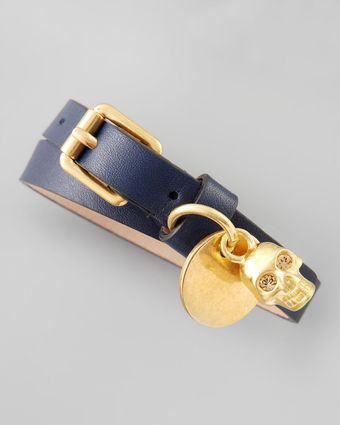 Alexander McQueen Double Wrap Bracelet with Skull Charm - Lyst