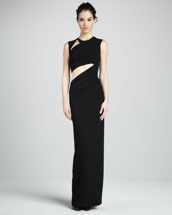 BCBGMAXAZRIA Highneck Evening Gown with Cutouts - Lyst