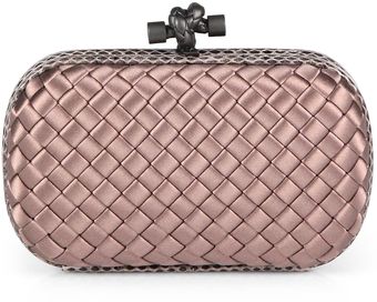 Bottega Veneta Python Accented Woven Mini Knot Clutch - Lyst