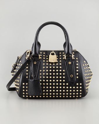 Burberry Studded Leather Satchel Bag - Lyst