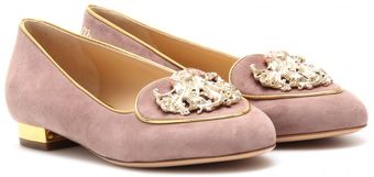 Charlotte Olympia Virgo Suede Slipperstyle Loafers - Lyst