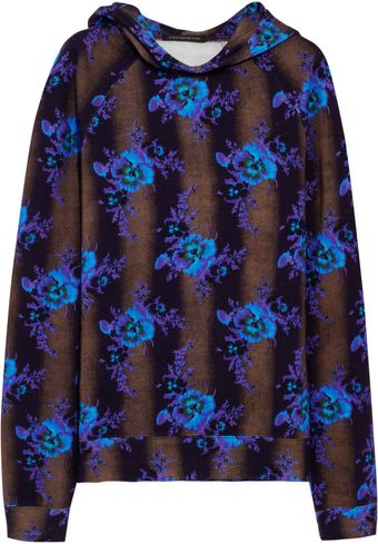 Christopher Kane Floralprint Cottonjersey Hooded Sweatshirt - Lyst
