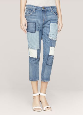 Current/Elliott Patchwork Cropped Jeans - Lyst