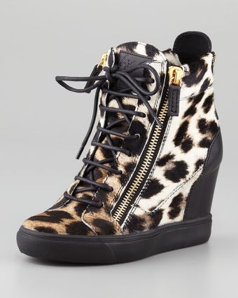 Giuseppe Zanotti Leopardprint Calf Hair Wedge Sneaker - Lyst