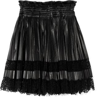 Givenchy Leather and Lace Pleated Skirt - Lyst