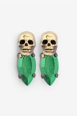 Iosselliani Greenstone Skull Earrings