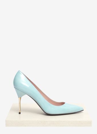 Stuart Weitzman Metal Heel Patent Leather Pumps - Lyst