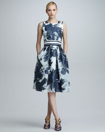 Carolina Herrera Floral Jacquard Organza Dress - Lyst
