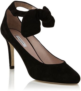 Carven Ankle Bow Suede Pump - Lyst