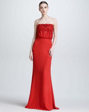 Elie Saab Beaded Strapless Blouson Gown - Lyst