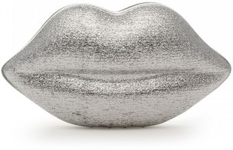 Lulu Guinness Silver Glitter Perspex Lips Clutch - Lyst