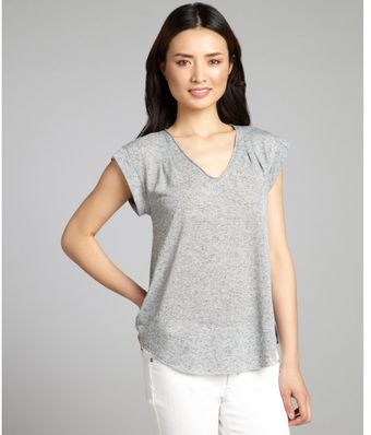 Rebecca Taylor Heather Grey Linen Blend Tied Open Back Top - Lyst