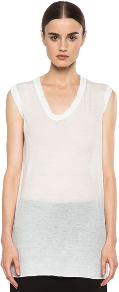 Rick Owens V Neck Sleeveless Tee in Milk - Lyst