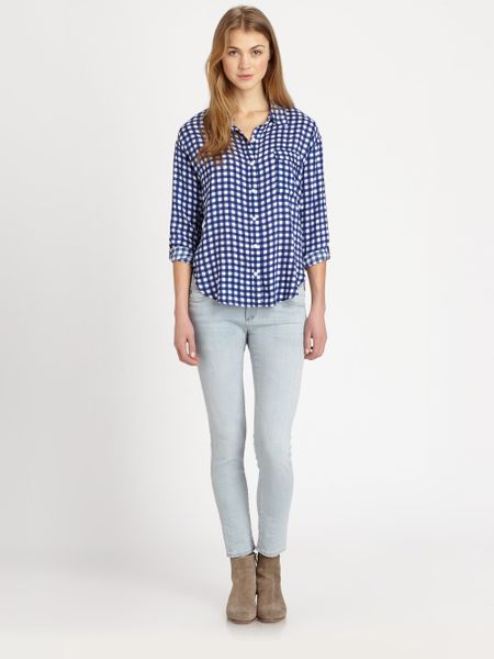 navy check shirt women