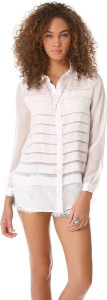 Haute Hippie Wide Pleated Blouse - Lyst
