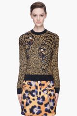 Kenzo Tan Knit and Beaded Tiger Sweater