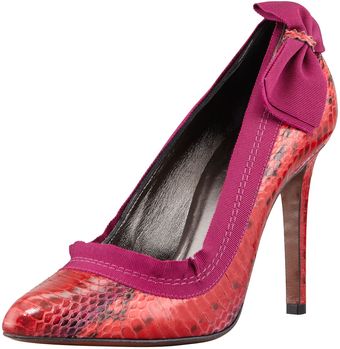 Lanvin Snakeskin Pointtoe Sidebow Pump - Lyst