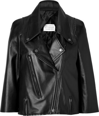 Maison Martin Margiela Leather Cropped Sleeve Biker Jacket - Lyst