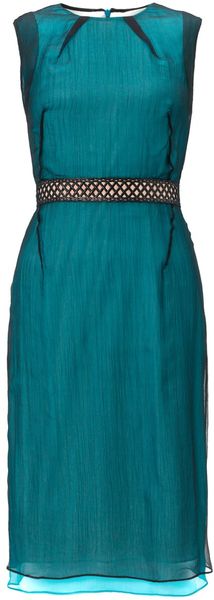Marios Schwab Teal Chiffon Layer Dress - Lyst