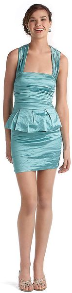 Nicole Miller Crinkled Peplum Dress - Lyst