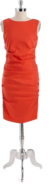 Nicole Miller Sleeveless Sideruched Dress - Lyst