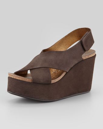 Pedro Garcia Denia Suede Crisscross Wedge Sandal - Lyst