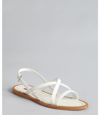 Prada Sport White Leather Crisscross Strap Sandals - Lyst