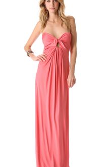 Reem Acra Silk Jersey Empire Waist Tie Bodice Draped Gown - Lyst