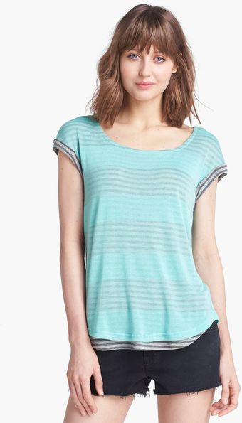 Splendid Double Layer Stripe Tee - Lyst