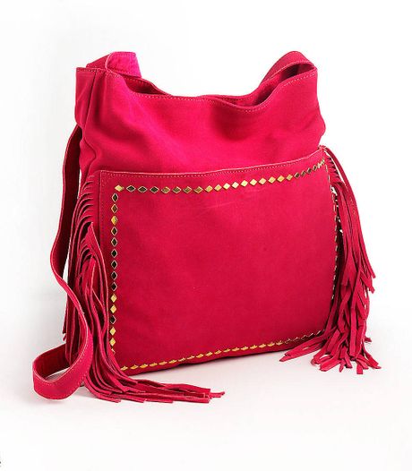 Steve Madden Fringed Suede Crossbody Bag in Pink (fushia)