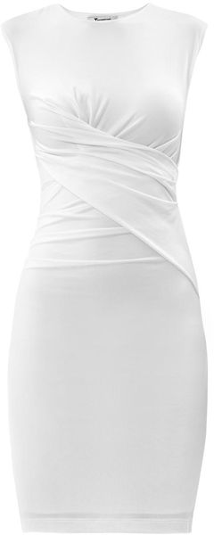 T By Alexander Wang Ruched Mesh Jersey Fitted Dress - Lyst