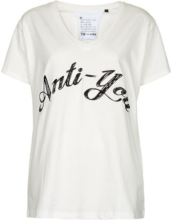 Topshop 'Anti You' Embroidered Tee  - Lyst