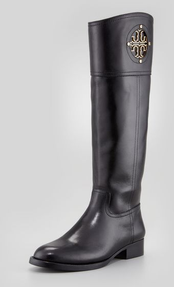 Tory Burch Kiernan Leather Logo Riding Boot - Lyst
