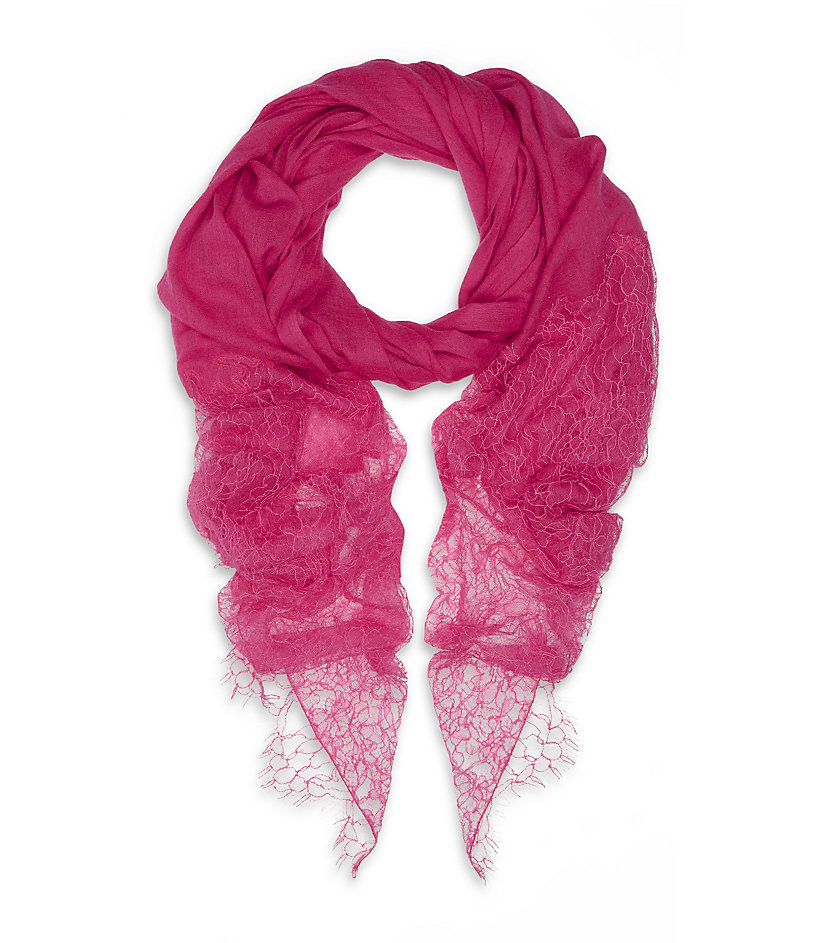 Valentino Lace End Scarf in Pink (fuchsia) Lyst
