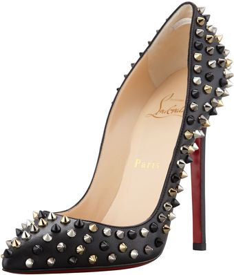 Christian Louboutin Pigalle Spikes Red Sole Pump Black - Lyst