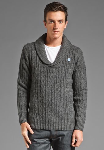G-star Raw Cl Borre Shawl Collar Sweater in Charcoal - Lyst