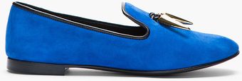 Giuseppe Zanotti Royal Blue and Gold Horn Dalila Suede Loafers - Lyst