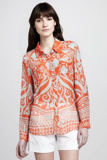 Milly Elisa Sheer Printed Blouse - Lyst
