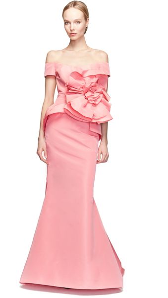 Oscar de la Renta Off Shoulr Rosette Gown - Lyst