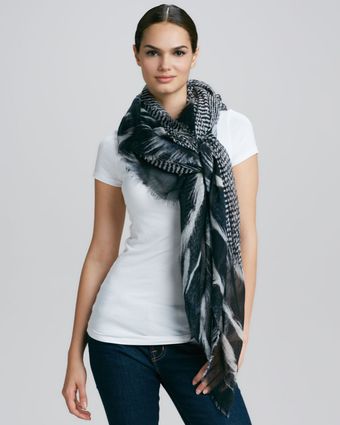 Roberto Cavalli Goose Featherprint Scarf - Lyst