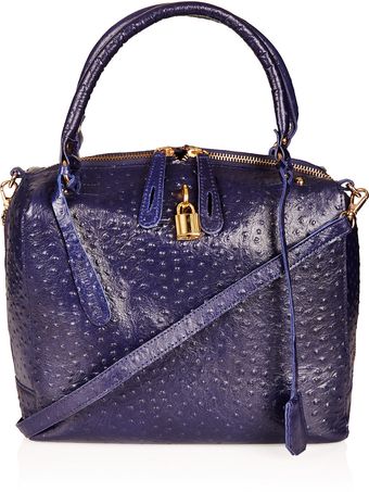 Topshop Large Ostrich Effect Padlock Bag - Lyst
