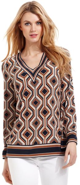Michael Kors Longsleeve Printed Vneck - Lyst