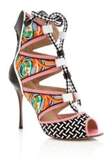 Peter Pilotto Beaded Rope Pink Printed Bootie