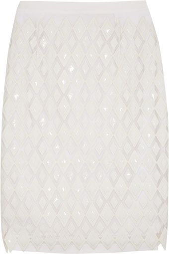 Catherine Malandrino Diamond paneled Stretchsilk Skirt - Lyst